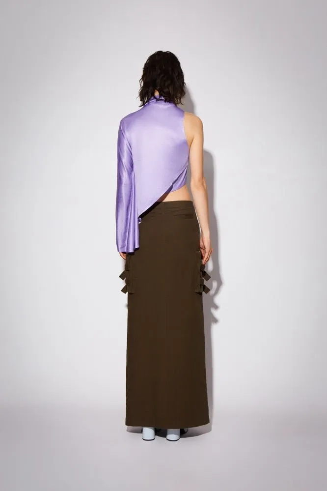 Cargo Skirt with Symmetrical Zipper in Brown
