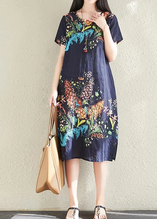 Classy Navy Cotton Tunics Dress