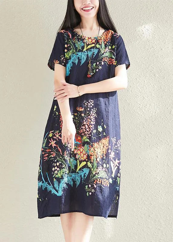 Classy Navy Cotton Tunics Dress