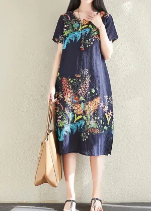 Classy Navy Cotton Tunics Dress