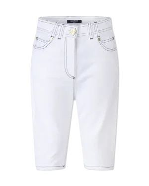 Contrast-Stitch Denim Bermuda Shorts
