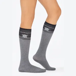 Cotton, Grey Knee High 'Cat is Happiness' socks