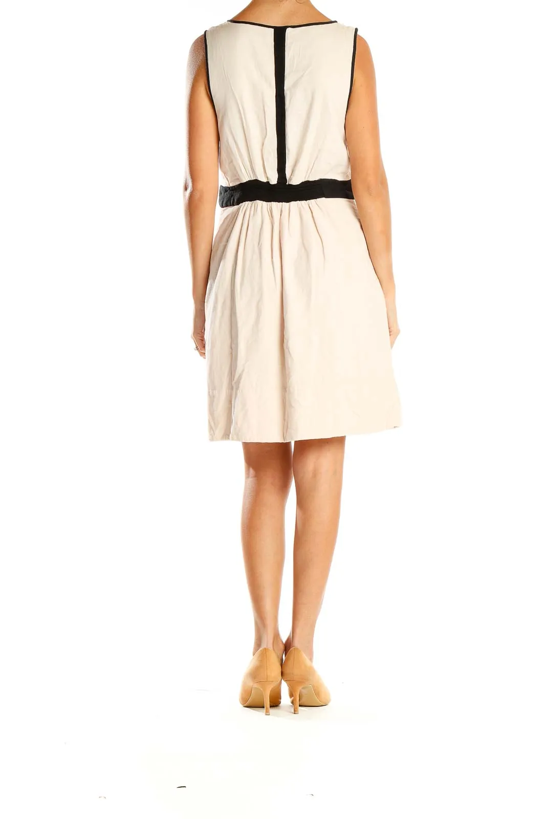 Cream Embroidered Sleeveless Dress