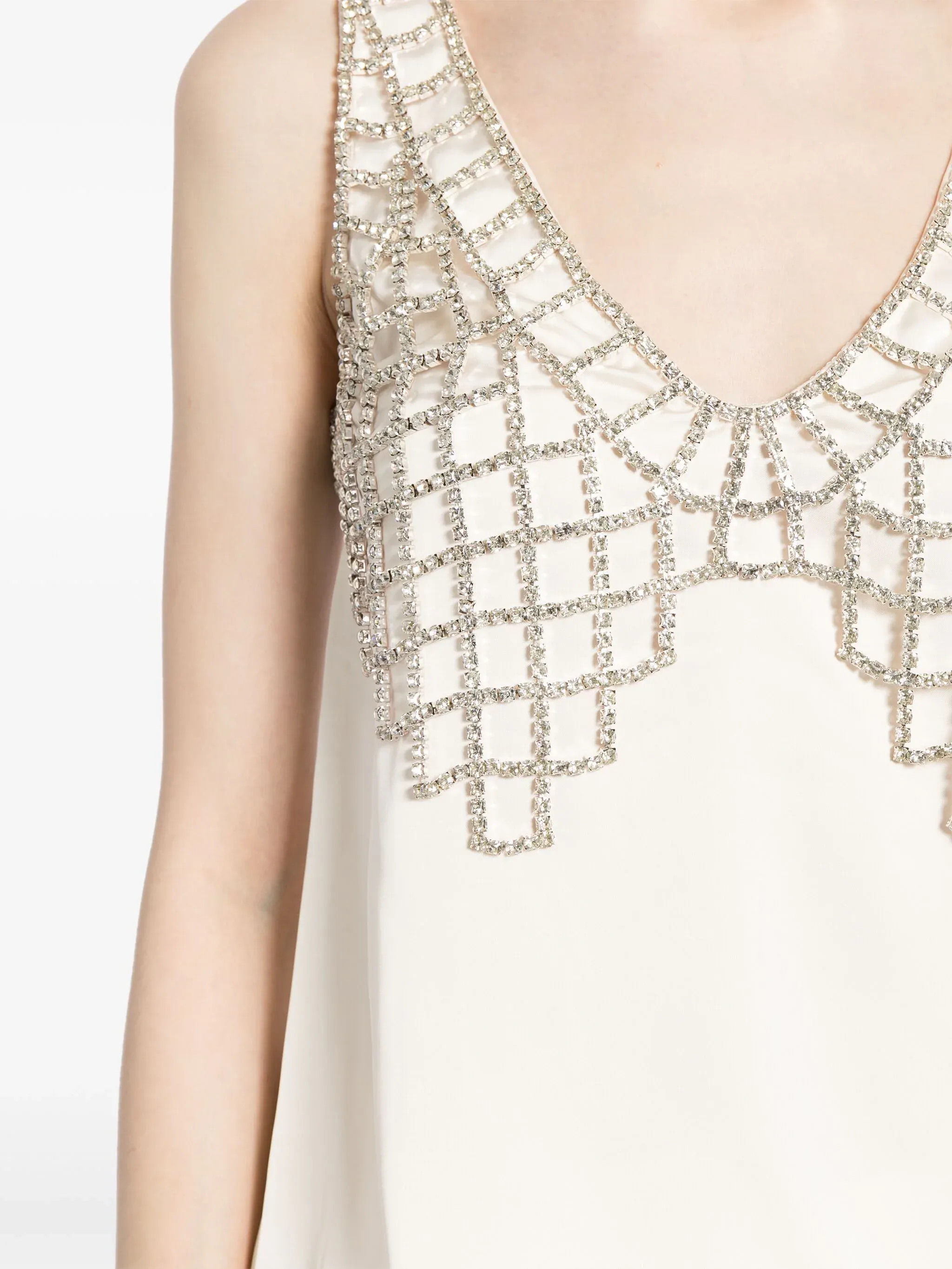 Cream Satin Diamante Bralette Top