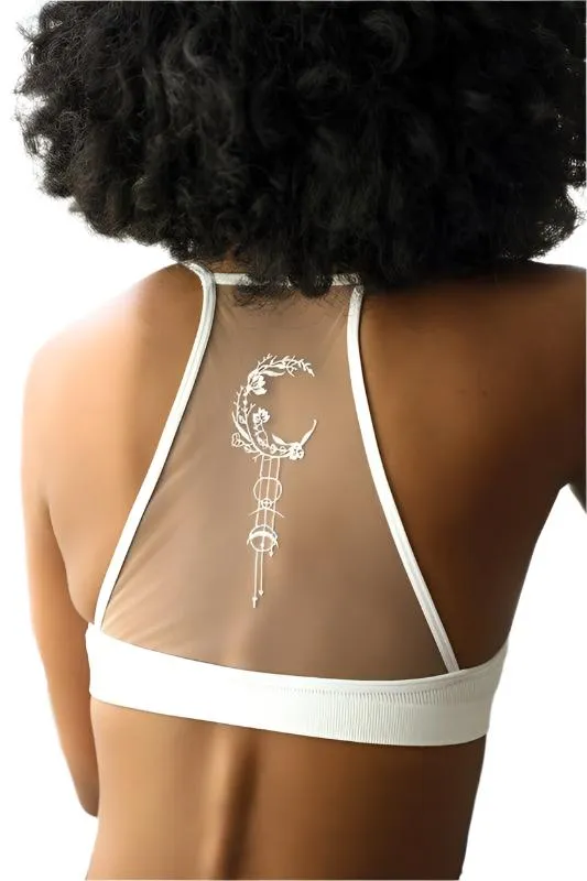 Crescent Moon Dream Catcher Tattoo Mesh Bralette