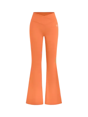 Cross-waist Flared Leggings - Coral
