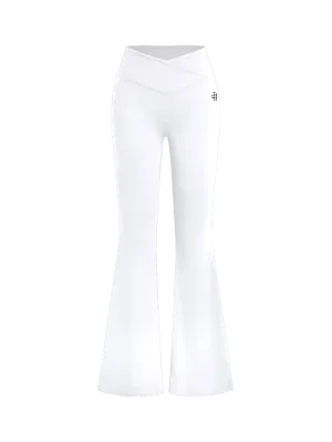 Cross-waist Flared Leggings - White