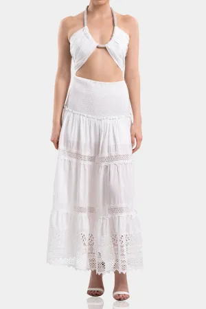 Crystal Detailed Pintucked Halterneck Top