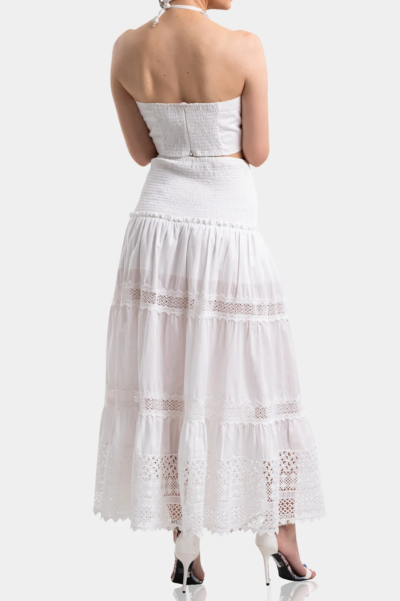 Crystal Detailed Pintucked Halterneck Top