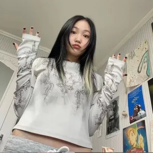 Cyber Fairy Grunge Aesthetic Y2K Tribal Print Top