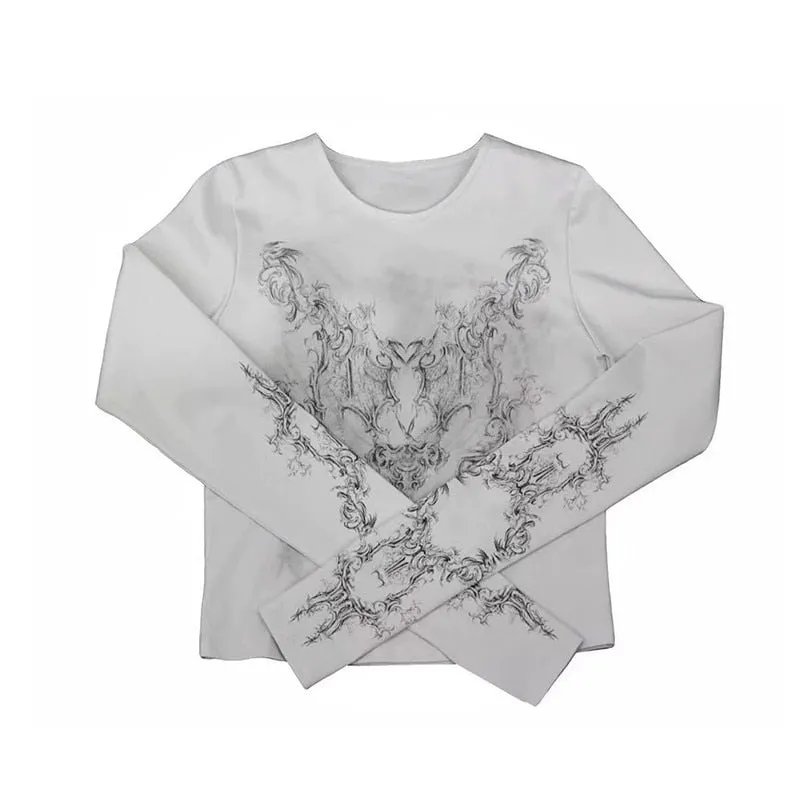 Cyber Fairy Grunge Aesthetic Y2K Tribal Print Top