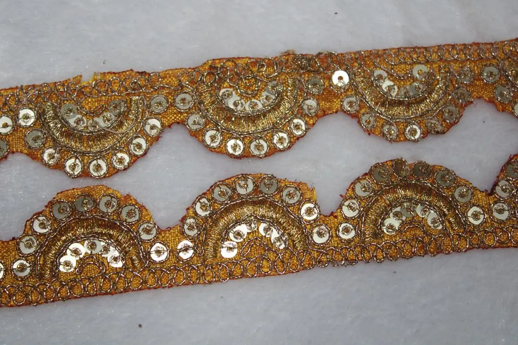 Dark Yellow Scalloped Fancy Lace