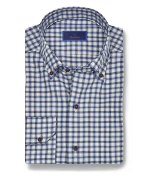 David Donahue Navy & Blue Brushed Check Shirt