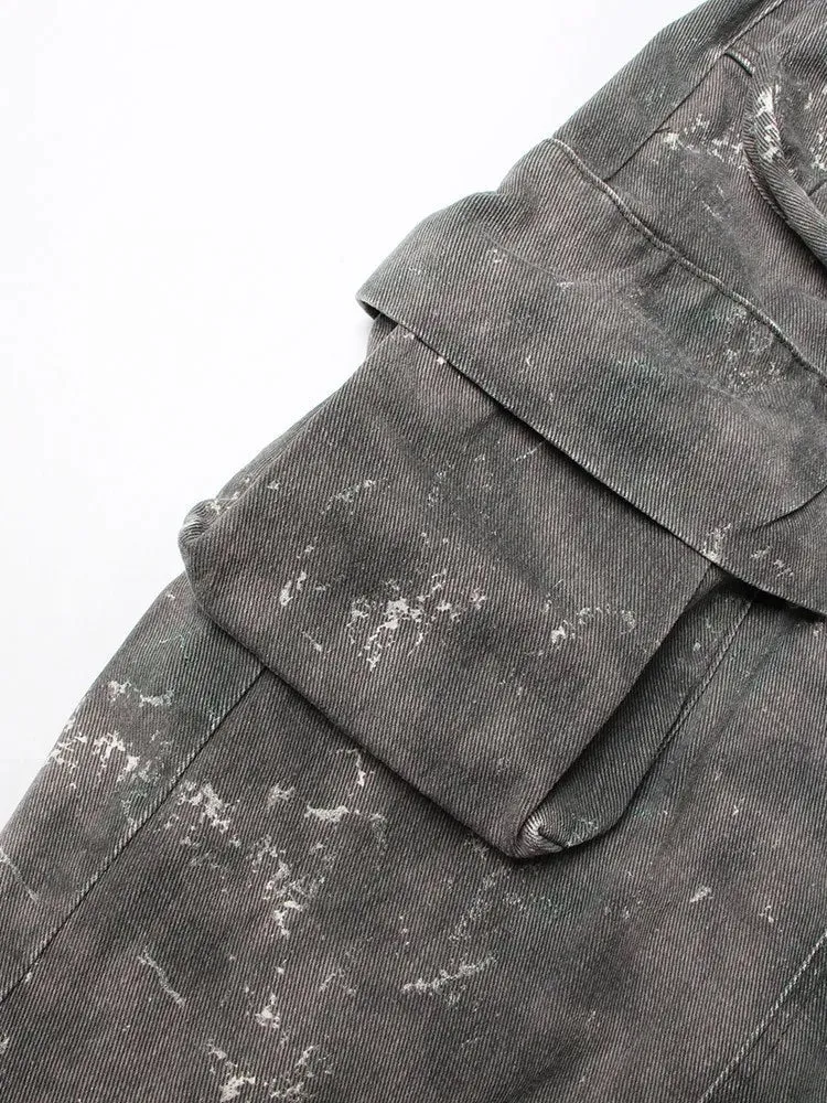 Denim Camo Cargo Maxi Skirt