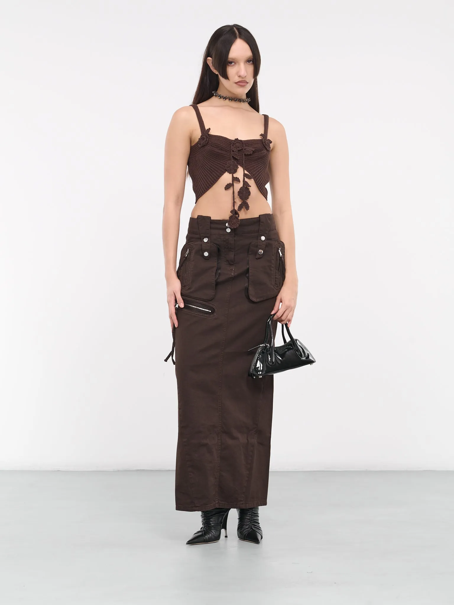 Denim Cargo Skirt (2J108A-D0541-CHOCOLATE)