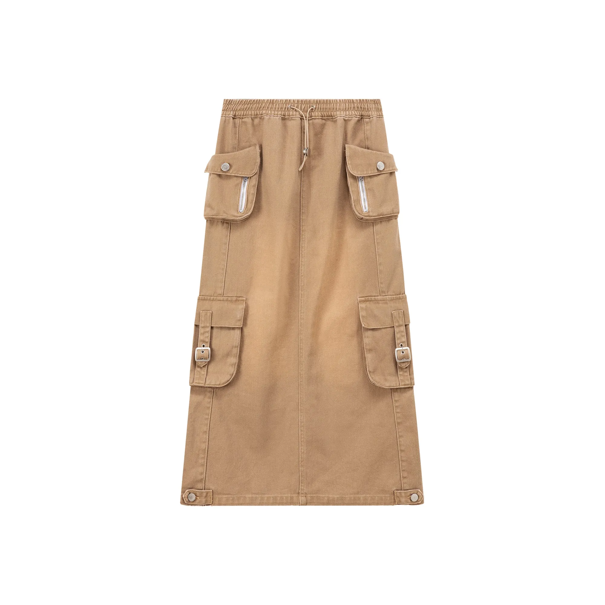 Denim Or Brown Cotton Cargo Skirt
