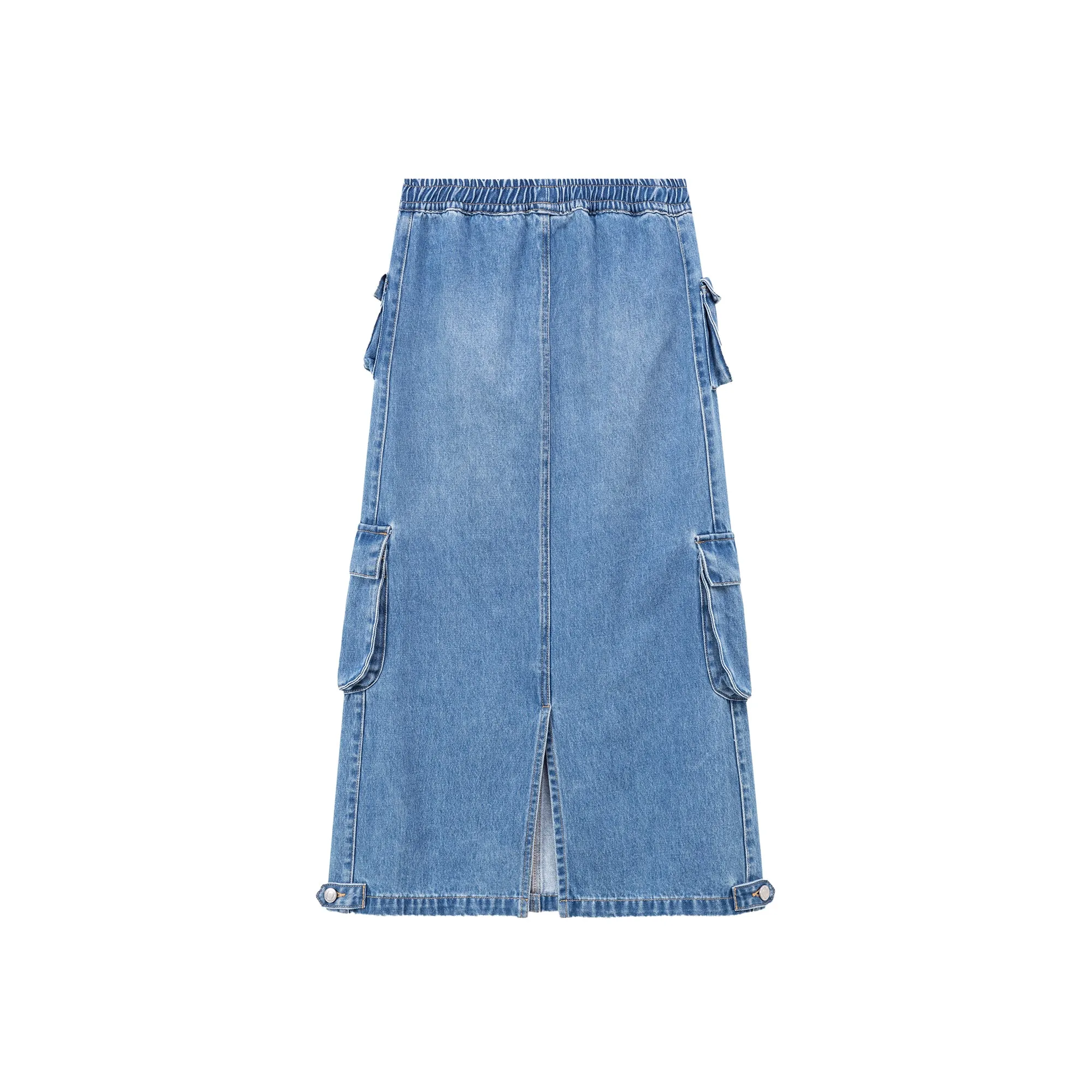 Denim Or Brown Cotton Cargo Skirt