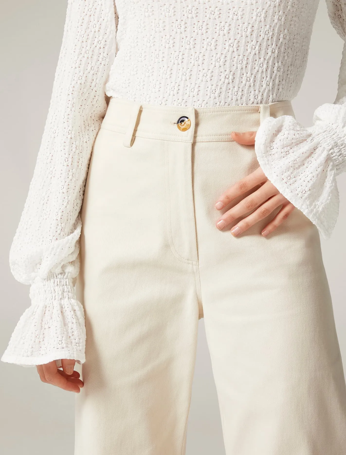 Donna Twill Wide Leg Pant