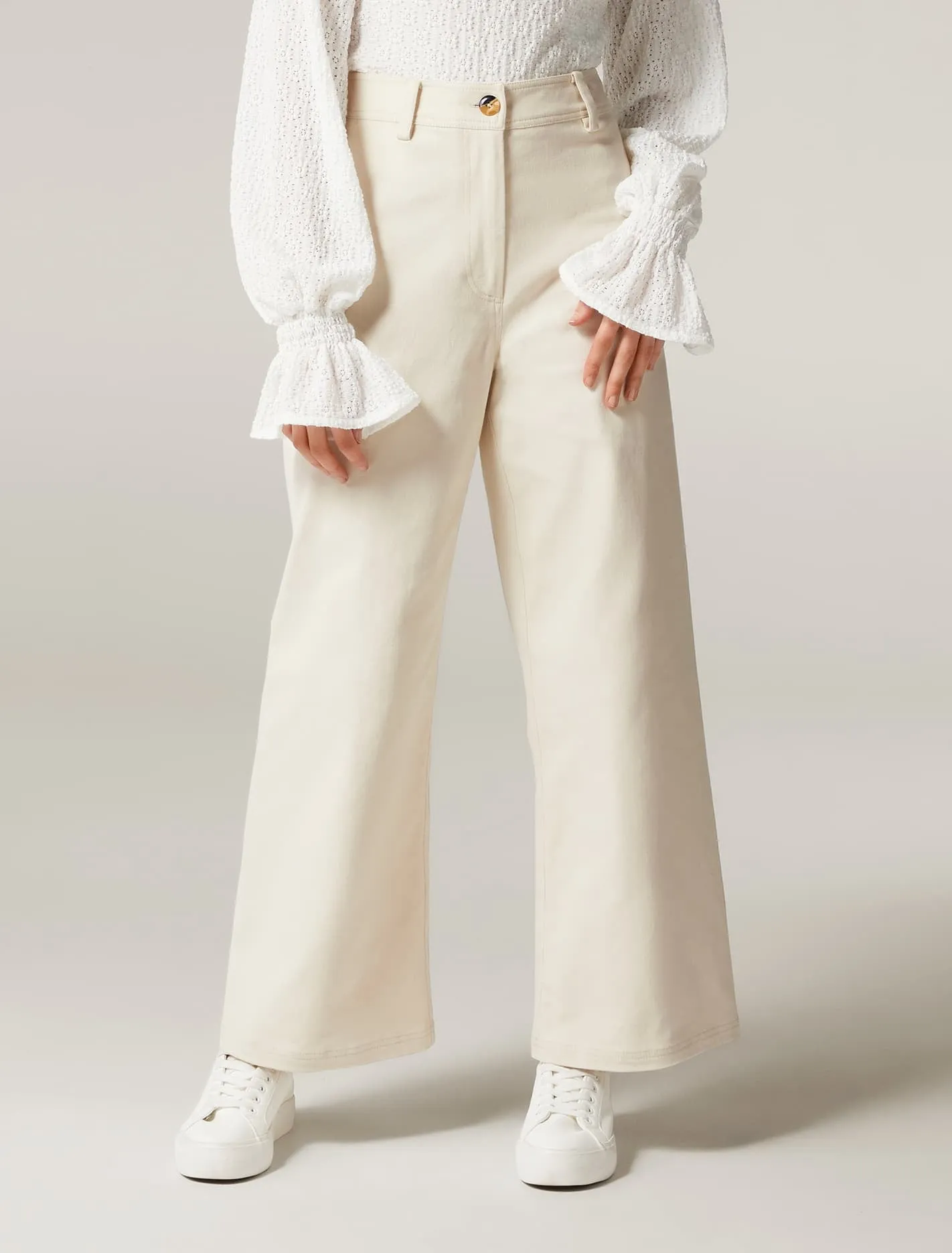 Donna Twill Wide Leg Pant