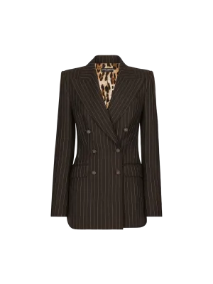 Double-Breasted Pinstriped Wool Blazer