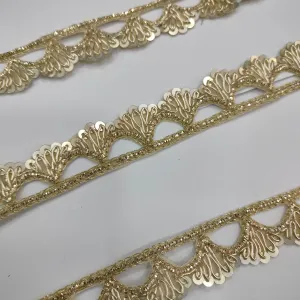 Dull Golden Embellished Handwork Trim (Wholesale)