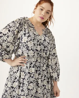 Eamari Smocked Dress | Navy / White