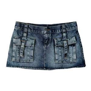 Early 2000s Denim Cargo Mini Skirt (S)