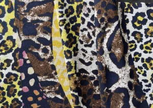 Effervescent Pastiche of Animals & Abstractions Cotton Blend Ponte Double Knit (Made in Italy)