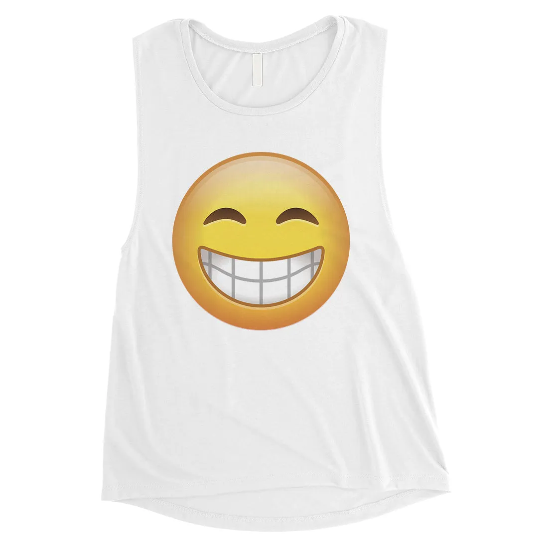 Emoji-Smiling Womens Strong Encouraging Cool Halloween Muscle Shirt