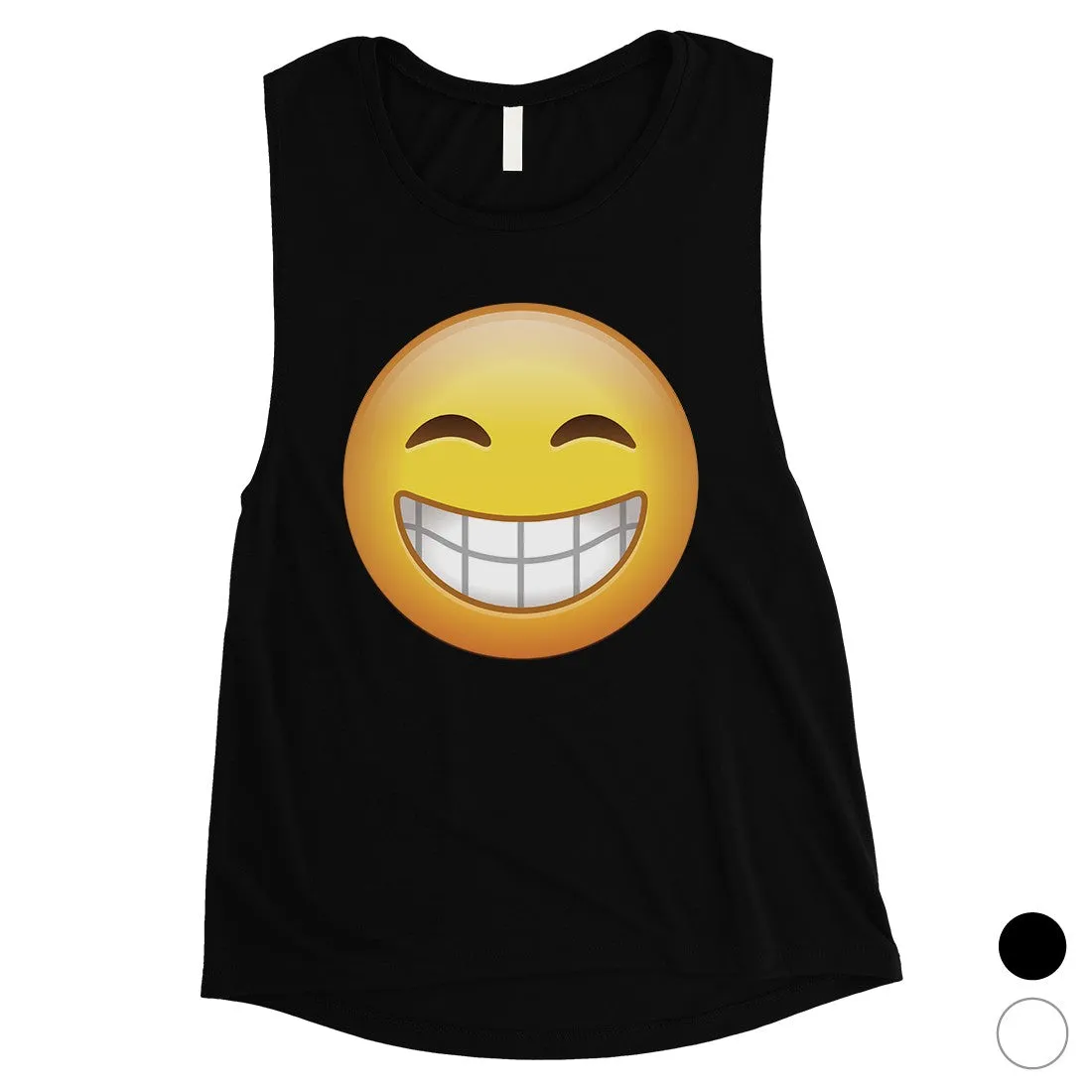 Emoji-Smiling Womens Strong Encouraging Cool Halloween Muscle Shirt