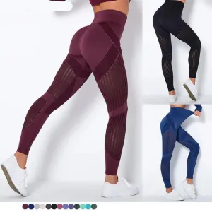 Fitness Yoga Pants Women's High Waist Seamless Leggings Push Up Pants Elastic Hollow out Fitness Sport Leggings Women