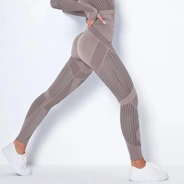Fitness Yoga Pants Women's High Waist Seamless Leggings Push Up Pants Elastic Hollow out Fitness Sport Leggings Women