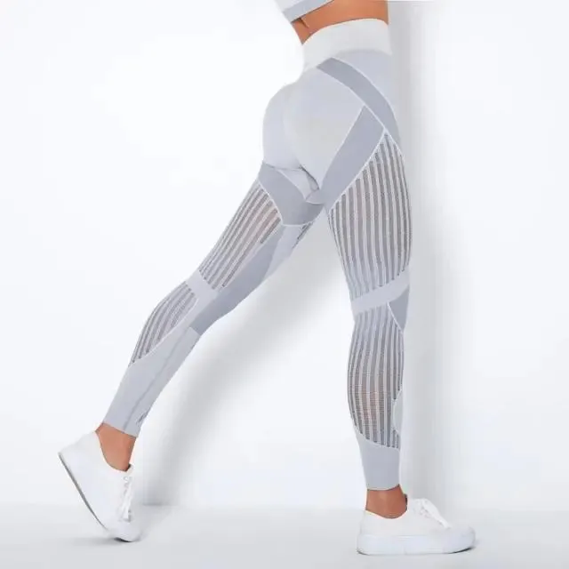 Fitness Yoga Pants Women's High Waist Seamless Leggings Push Up Pants Elastic Hollow out Fitness Sport Leggings Women