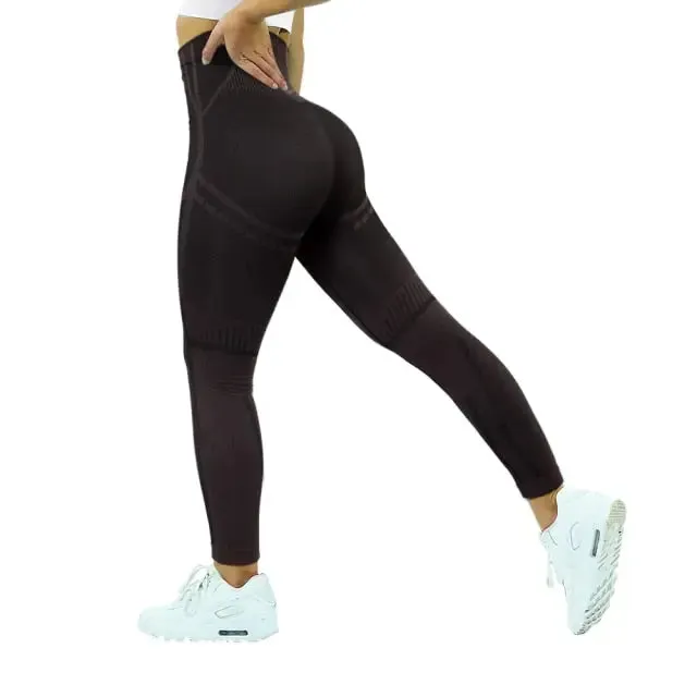 Fitness Yoga Pants Women's High Waist Seamless Leggings Push Up Pants Elastic Hollow out Fitness Sport Leggings Women