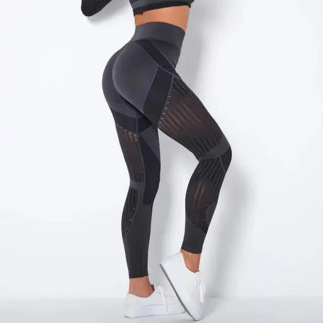 Fitness Yoga Pants Women's High Waist Seamless Leggings Push Up Pants Elastic Hollow out Fitness Sport Leggings Women