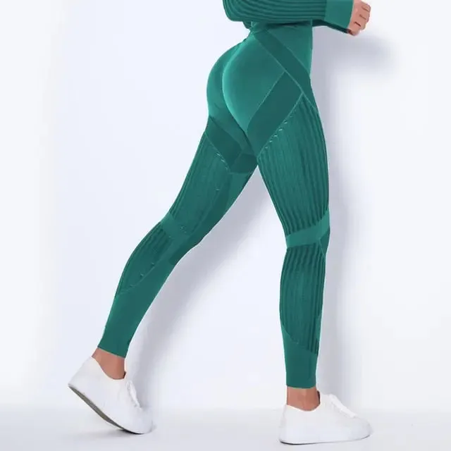 Fitness Yoga Pants Women's High Waist Seamless Leggings Push Up Pants Elastic Hollow out Fitness Sport Leggings Women