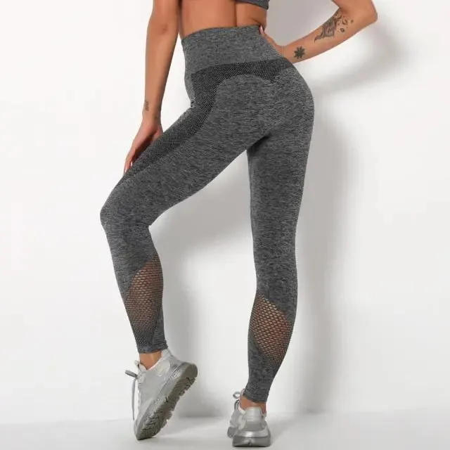 Fitness Yoga Pants Women's High Waist Seamless Leggings Push Up Pants Elastic Hollow out Fitness Sport Leggings Women