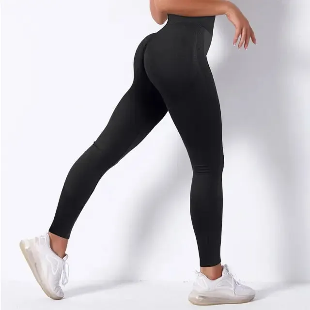 Fitness Yoga Pants Women's High Waist Seamless Leggings Push Up Pants Elastic Hollow out Fitness Sport Leggings Women