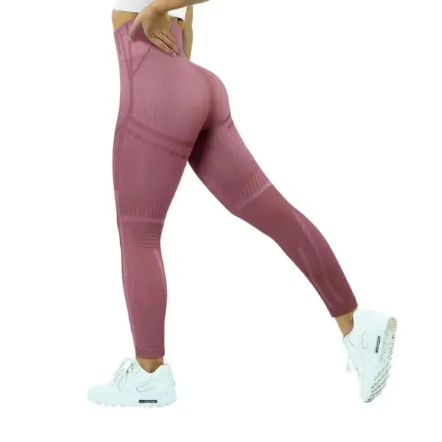 Fitness Yoga Pants Women's High Waist Seamless Leggings Push Up Pants Elastic Hollow out Fitness Sport Leggings Women
