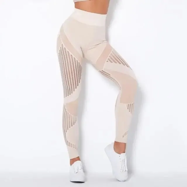 Fitness Yoga Pants Women's High Waist Seamless Leggings Push Up Pants Elastic Hollow out Fitness Sport Leggings Women