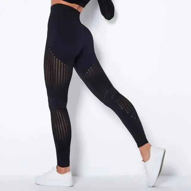 Fitness Yoga Pants Women's High Waist Seamless Leggings Push Up Pants Elastic Hollow out Fitness Sport Leggings Women