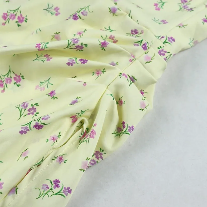 Floral Summer Dress Women Spaghetti Straps Cowl Neck