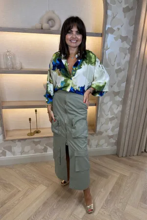 Flynn Cargo Skirt In Khaki