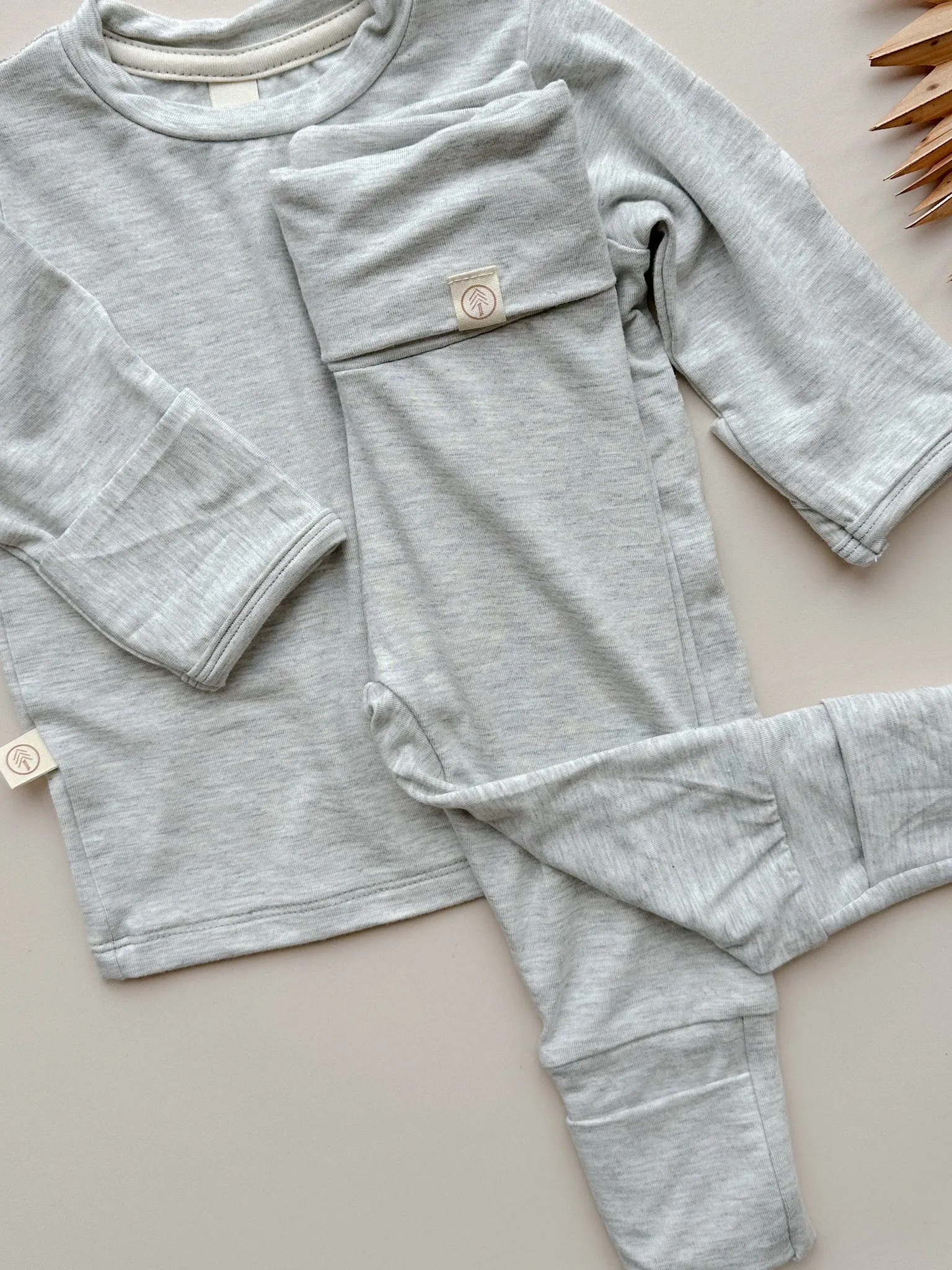 Fold-Over Footie Bamboo Leggings | Light Heather Gray