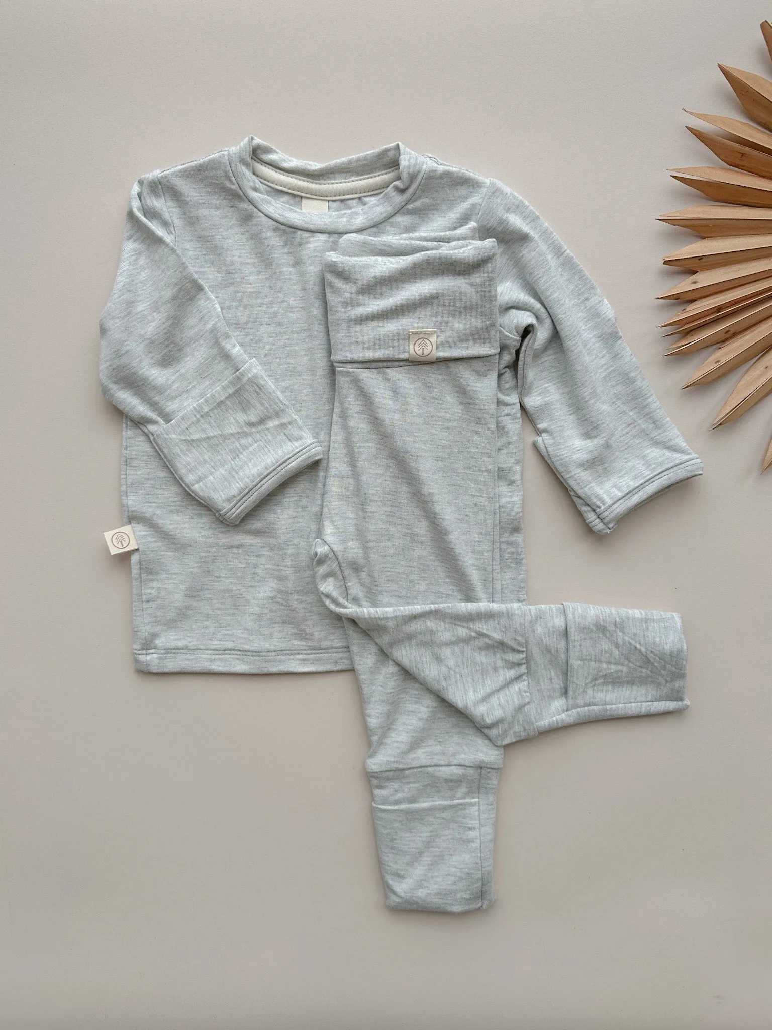 Fold-Over Footie Bamboo Leggings | Light Heather Gray