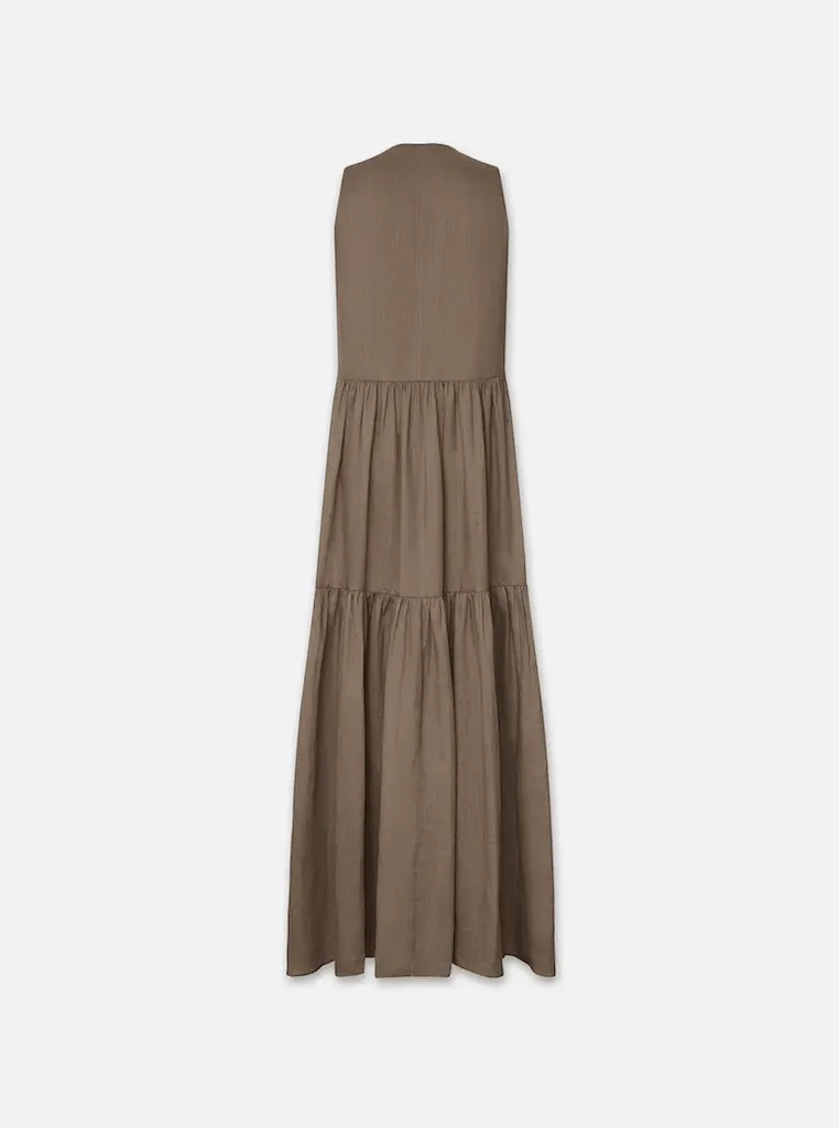 FRAME Sleeveless Tiered Maxi Cypress