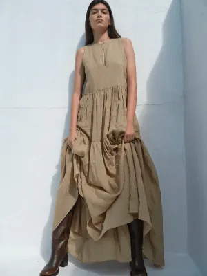 FRAME Sleeveless Tiered Maxi Cypress