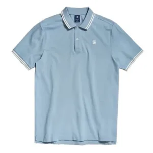 G Star Raw Mens Dunda Slim Stripe Polo Ash Blue