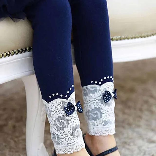 Girls Leggings Lace and Bow Size 18M-8Yrs