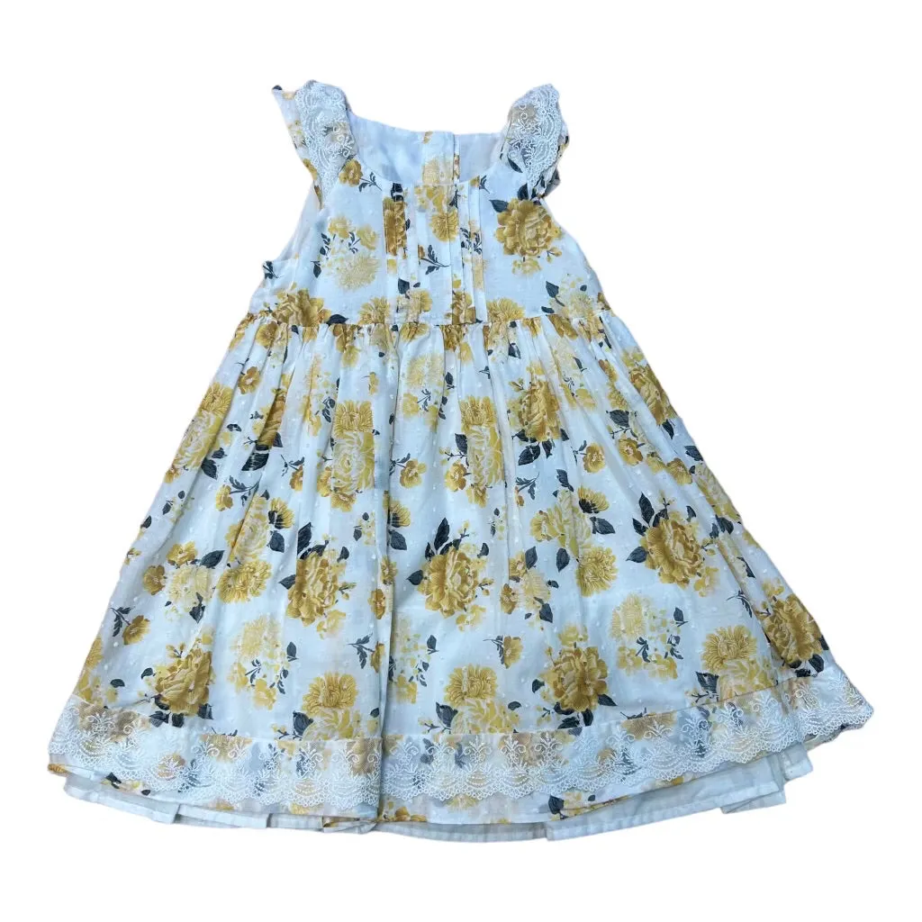 Girls The Prairie Size 4T Ivory Floral Lace Trimmed Dress